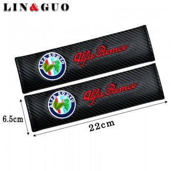 2pcs PU leather Carbon fiber texture Fashion Car Seat belt shoulder Pads Car Seat Belt Cover for Alfa Romeo Car Accessories