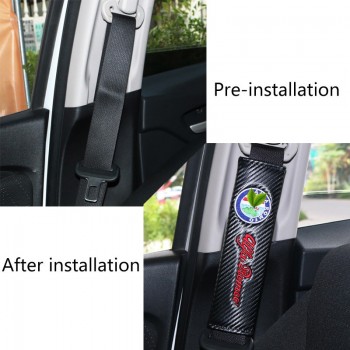2pcs PU leather Carbon fiber texture Fashion Car Seat belt shoulder Pads Car Seat Belt Cover for Alfa Romeo Car Accessories