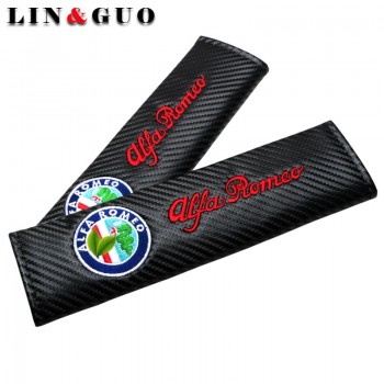 2pcs PU leather Carbon fiber texture Fashion Car Seat belt shoulder Pads Car Seat Belt Cover for Alfa Romeo Car Accessories