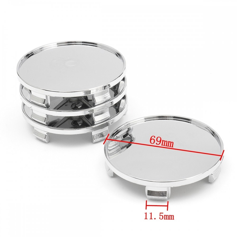 4PCS 69mm Silver ABS Car Auto Wheel Tires Center Hub Caps Without Logo