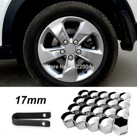 20Pcs Universal Anti-Rust 17 mm Chrome Silver Glossy ABS Auto Trim Tyre Wheel Nut Screw Bolt Protection Covers Caps Car Styling