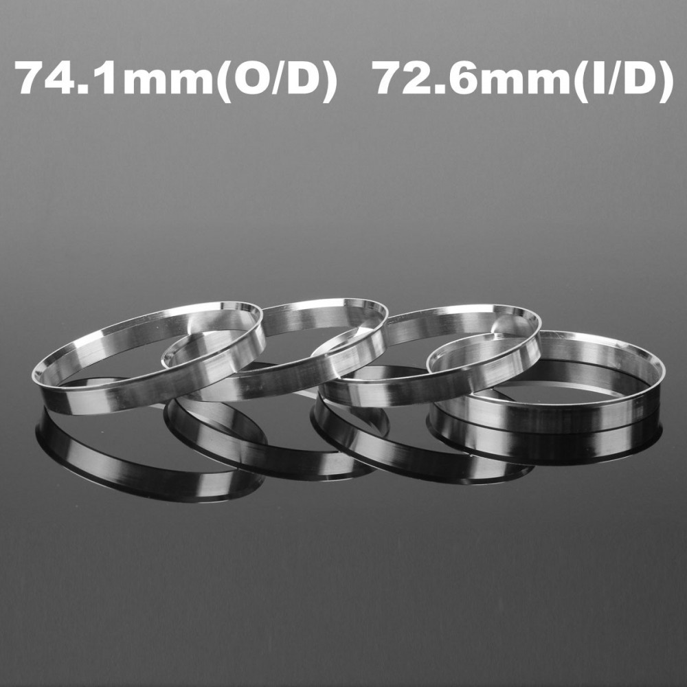 4pcs Universal Car Wheel Central Hub Rings 72.6mm I/D 74.1mm O/D Aluminum