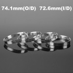 4pcs Universal Car Wheel Central Hub Rings 72.6mm I/D 74.1mm O/D Aluminum