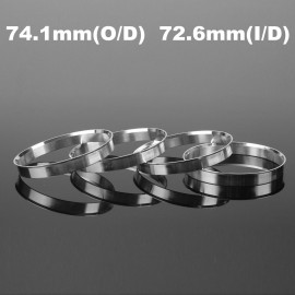 4pcs Universal Car Wheel Central Hub Rings 72.6mm I/D 74.1mm O/D Aluminum