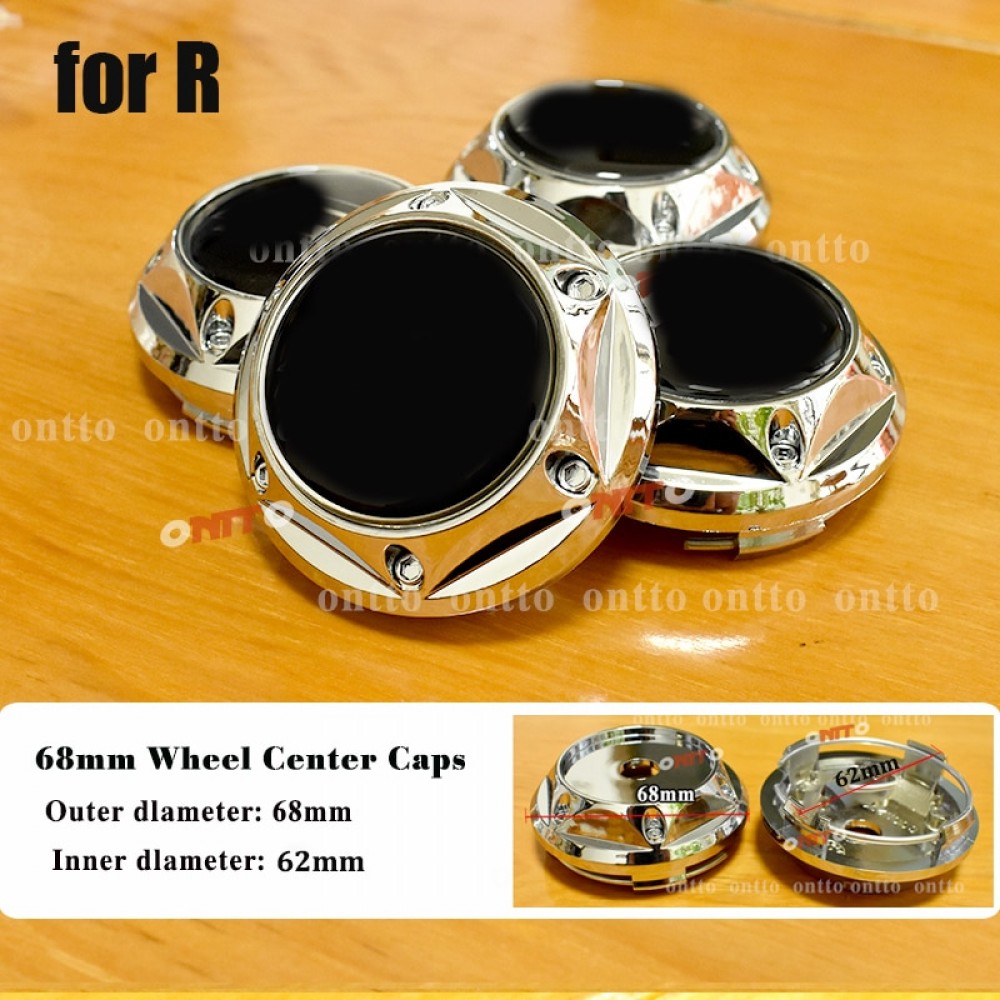 4pcs 2.67 68mm 3D Chrome R line Badge logo Emblem Rline Car stickers Racing logo Wheel Center Hub Cap