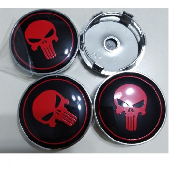 4pcs/lot Red Black Caps 60mm Car Emblem Badge Sticker Wheel Hub Caps Centre Rim decals Cover Punisher Wheel Center Caps