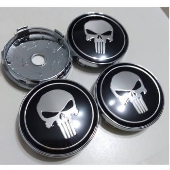 4pcs/lot Red Black Caps 60mm Car Emblem Badge Sticker Wheel Hub Caps Centre Rim decals Cover Punisher Wheel Center Caps