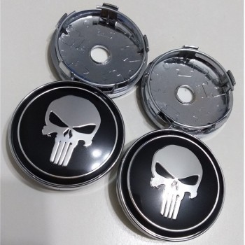 4pcs/lot Red Black Caps 60mm Car Emblem Badge Sticker Wheel Hub Caps Centre Rim decals Cover Punisher Wheel Center Caps