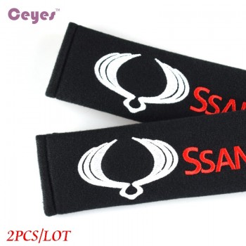 Seat Belt Cover Pure Cotton Car Styling Case For Ssangyong Kyron Rexton Korando Actyon Emblem Accessories Car-Styling 2pcs/lot