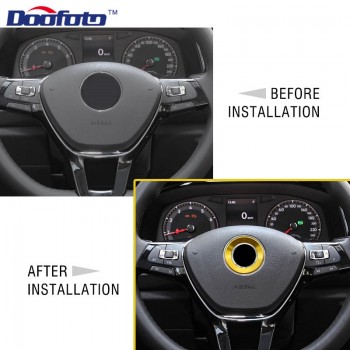 Doofoto Car Steering Wheel Decoration Circle Ring Stickers For Volkswagen 4 5 Mk6 Polo Golf Tiguan Beetle Passat Touran Scirocco