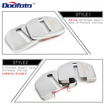 Doofoto Car Styling Stainless Steel Auto Door Lock Protective Covers For Ford ST Racing Focus 3 MK3 Kuga Decoration Buckle 4pcs