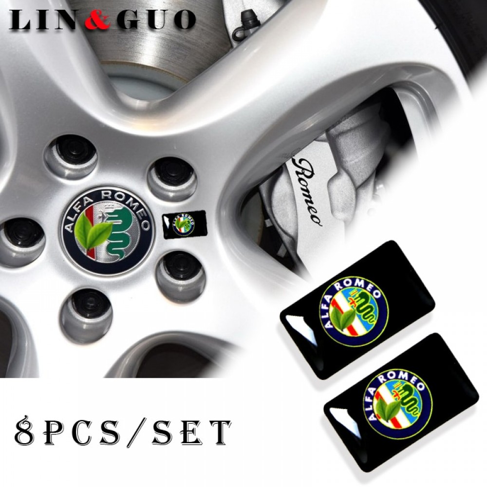 8pcs Car styling Steering wheel 3D small Emblem Sticker Wheel Decal Fit for alfa romeo 159 147 156 giulietta 147 159