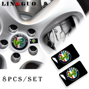 8pcs Car styling Steering wheel 3D small Emblem Sticker Wheel Decal Fit for alfa romeo 159 147 156 giulietta 147 159