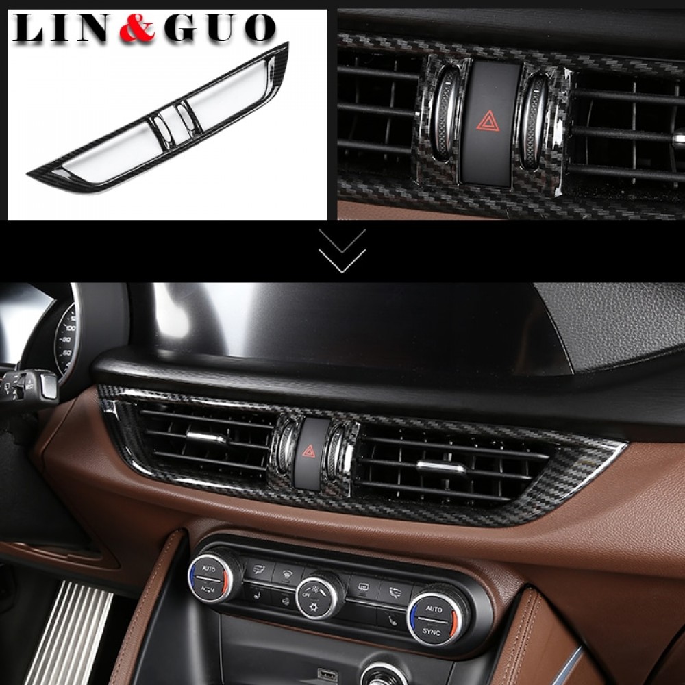 New Carbon fiber Center Console AC Outlet Frame Trim Refitting Accessories For Alfa Romeo Stelvio 2017 Car-styling
