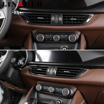 New Carbon fiber Center Console AC Outlet Frame Trim Refitting Accessories For Alfa Romeo Stelvio 2017 Car-styling