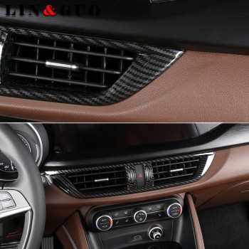 New Carbon fiber Center Console AC Outlet Frame Trim Refitting Accessories For Alfa Romeo Stelvio 2017 Car-styling