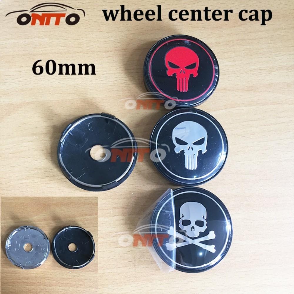 4PC 60mm Alloy Black The Punisher Skull Face Car Center Caps Badge Wheel Dust-proof emblem covers for aud v w