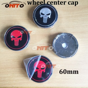 4PC 60mm Alloy Black The Punisher Skull Face Car Center Caps Badge Wheel Dust-proof emblem covers for aud v w