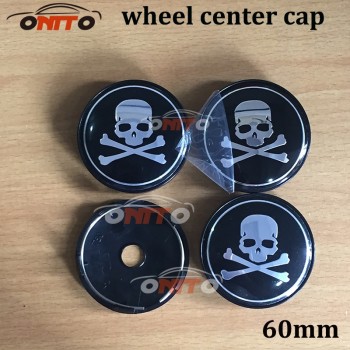 4PC 60mm Alloy Black The Punisher Skull Face Car Center Caps Badge Wheel Dust-proof emblem covers for aud v w