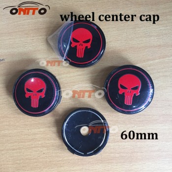 4PC 60mm Alloy Black The Punisher Skull Face Car Center Caps Badge Wheel Dust-proof emblem covers for aud v w