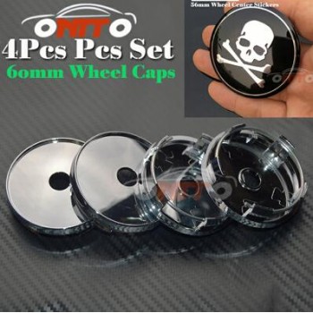 4PC 60mm Alloy Black The Punisher Skull Face Car Center Caps Badge Wheel Dust-proof emblem covers for aud v w