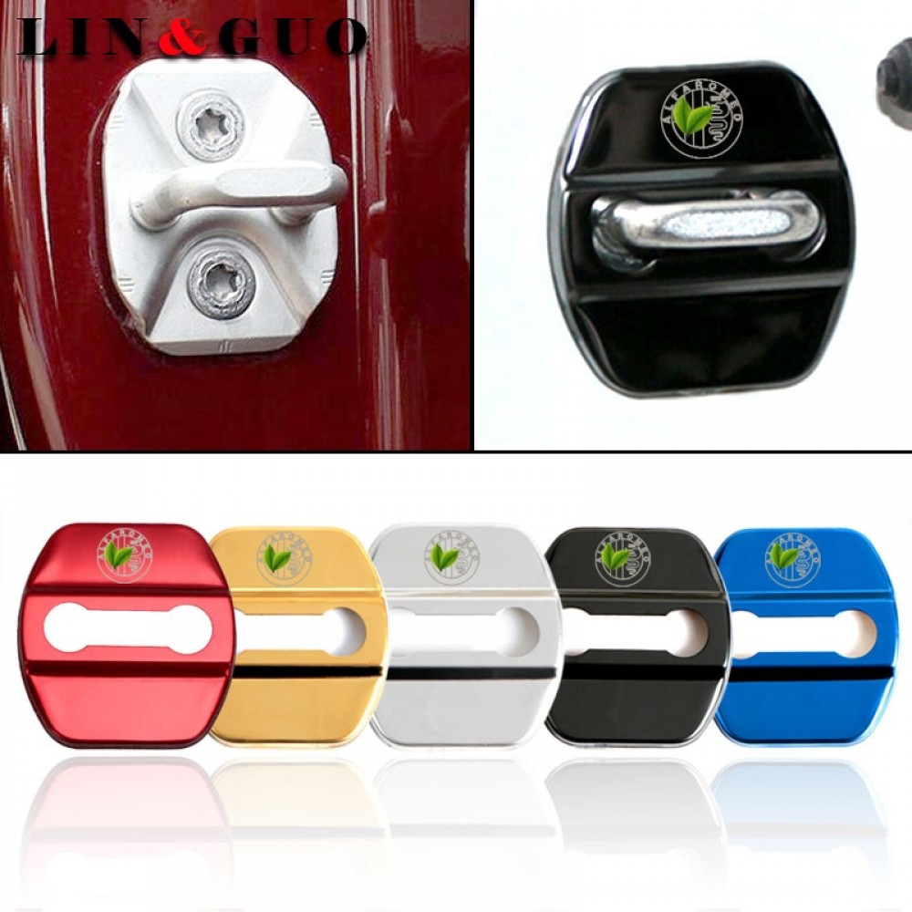 Car Emblems Accessories Car Styling Case For alfa romeo giulia stelvio Auto Door Lock Protection Cover Car-Styling 4pcs/lot