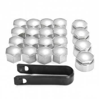 20PCs/Set 17mm Wheel Lug Nut Center Cover Caps Bolt Nut Locking Caps Covers w/ Removal Tool Key for Audi