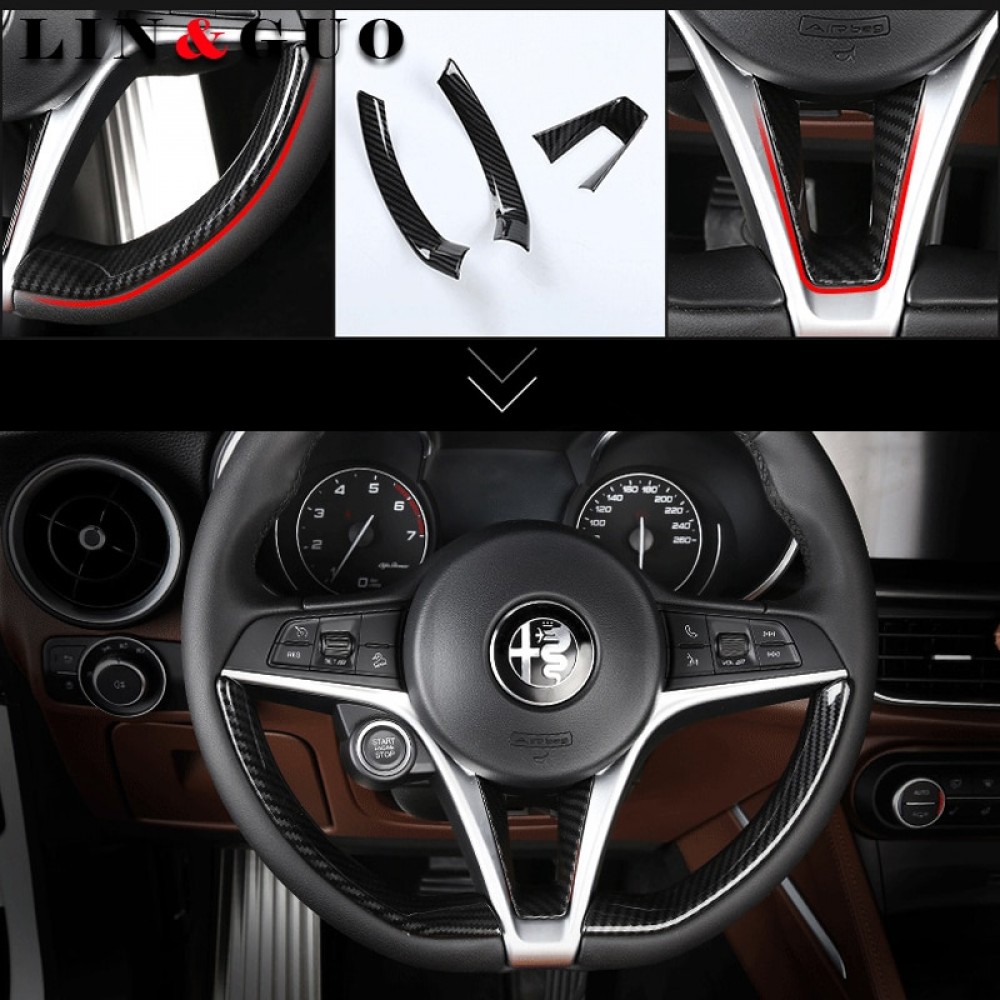 Car modification High quality ABS carbon fiber steering wheel decorative sticker for Alfa romeo giulia stelvio car styling