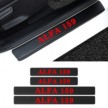 4PCS carbon fiber vinyl sticker Car Door Sill Scuff Plate For alfa romeo 159 147 156 giulietta 147 159 Auto Parts Accessories