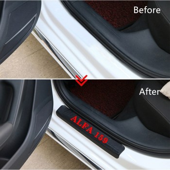 4PCS carbon fiber vinyl sticker Car Door Sill Scuff Plate For alfa romeo 159 147 156 giulietta 147 159 Auto Parts Accessories