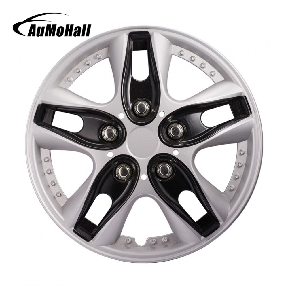 AuMoHall 4pcs/set 12 Inch Black Car Wheel Hub Caps Universal Car Wheel Hub Cover Car-styling