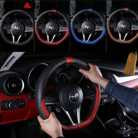 Anti-Slip Leather Sport Auto Steering Wheel Covers fit for Alfa Romeo Giulia Stelvio Car-styling 38CM
