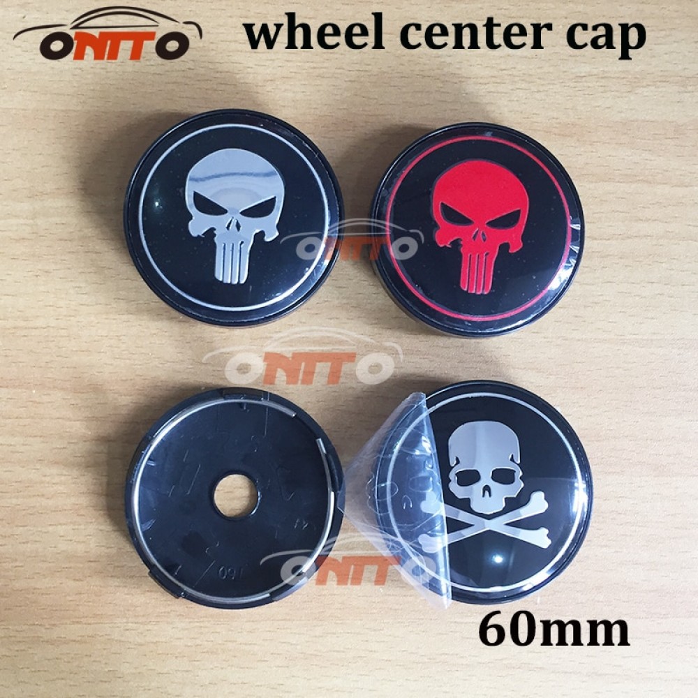 Wholesale 100pcs 60mm Skull Logo Car hubcaps wheel covers rims emblem center cap Wheel Center Hub Cap Car Styling