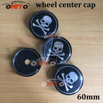 Wholesale 100pcs 60mm Skull Logo Car hubcaps wheel covers rims emblem center cap Wheel Center Hub Cap Car Styling