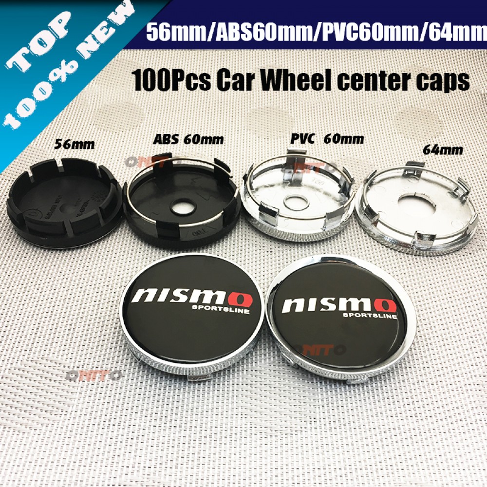Wholesale 100pcs/lot 56mm 60mm 64mm Wheel Hub Center Caps Emblem Styling Wheel Sticker For nismo logo car emblem badge cover