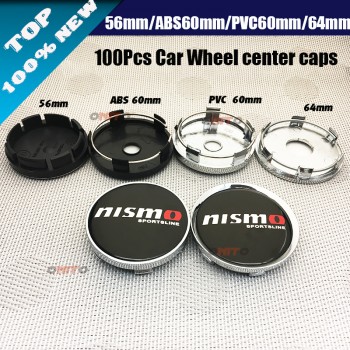 Wholesale 100pcs/lot 56mm 60mm 64mm Wheel Hub Center Caps Emblem Styling Wheel Sticker For nismo logo car emblem badge cover
