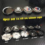 New 4pcs Wheel Center Cap Wheel Rim Badge Covers Hubcap ABS/PVC 56/60/64mm for skull alpina Auto accessories dust-proof decals
