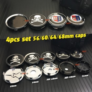 New 4pcs Wheel Center Cap Wheel Rim Badge Covers Hubcap ABS/PVC 56/60/64mm for skull alpina Auto accessories dust-proof decals