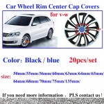 20pcs Wheel Center cap cover black/blue 55mm 56mm/60mm/63mm/64mm/65mm/66mm/68mm/70mm/75mm/135mm For Passat B6 B7 CC Golf MK5 MK6