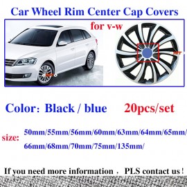 20pcs Wheel Center cap cover black/blue 55mm 56mm/60mm/63mm/64mm/65mm/66mm/68mm/70mm/75mm/135mm For Passat B6 B7 CC Golf MK5 MK6