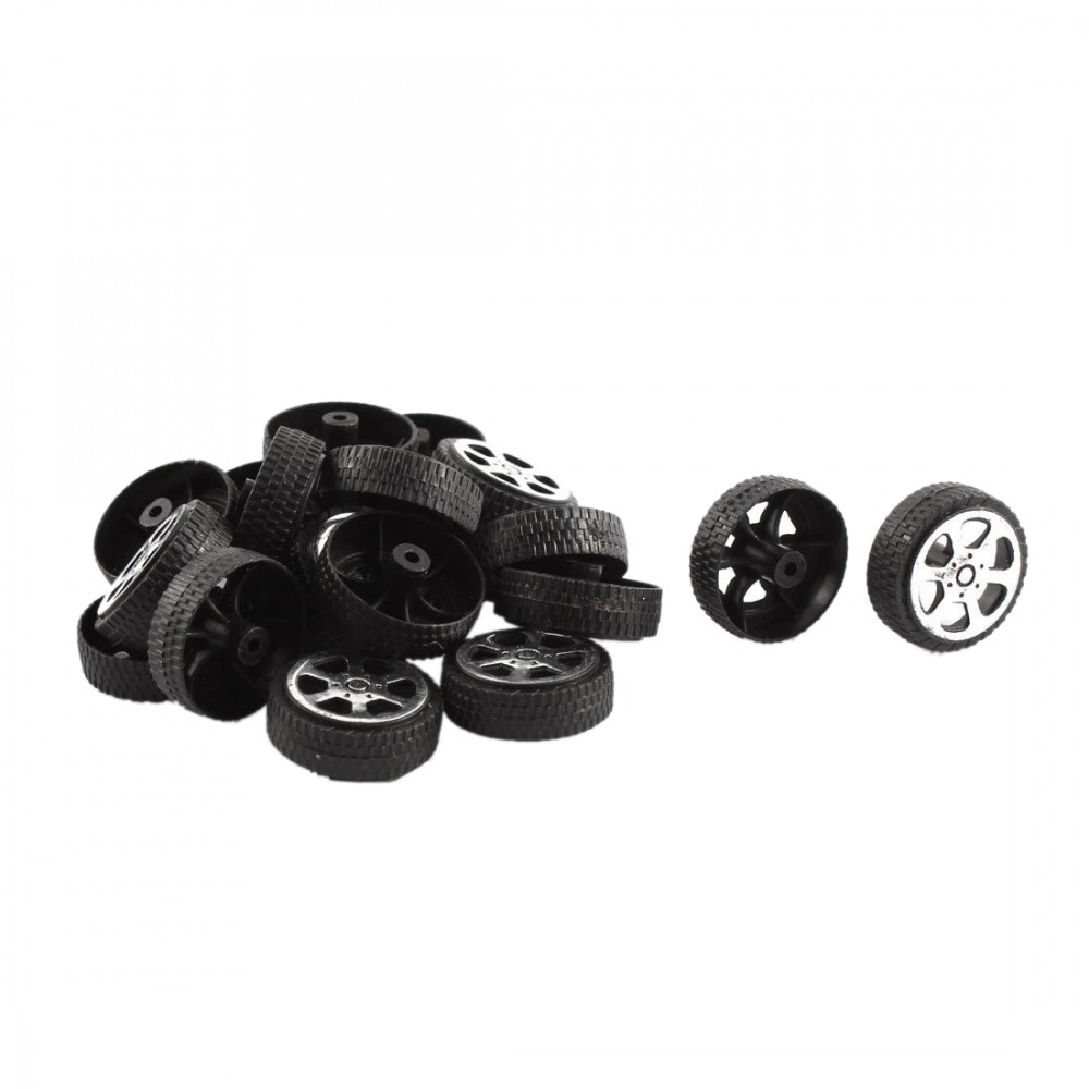 Plastic Roll 2mm Dia Shaft Car Truck Model Toys Wheel 20mmx6mm 20Pcs