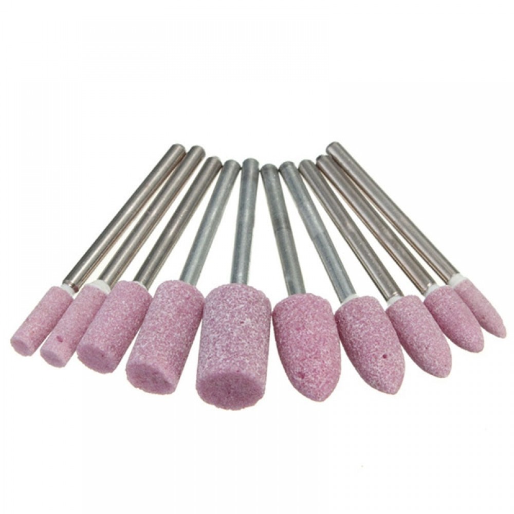 New 10Pcs 1/8  Abrasive Polishing Mounted Stone Rotary Tool Grinding Wheel Red Drop shipping