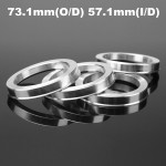 4 Pcs 73.1mm-57.1mm Universal Aluminum Hub Centric Ring Wheel Spacer Set 73.1mm O/D 57.1mm I/D