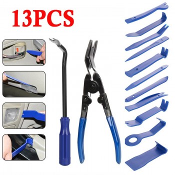 13pcs/Set Durable Car Audio Disassembly Tool Blue Plane Removal Opening Repair Tools Kit Moulding Clip Set