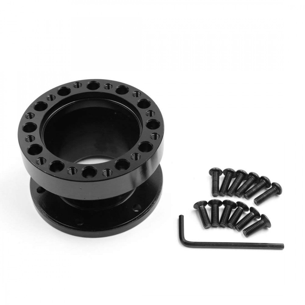 uxcell Black Aluminium Alloy 51mm Height Steering Wheel Hub Adapter Spacer for Car
