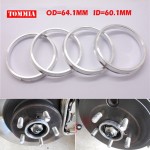 TOMMIA 4Pcs Wheel Hub Centric Rings Center Bore Adapters Spigot Spacer Gasket Set 64.1mm ID to 60.1mm OD Aluminium