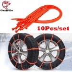 CARBOLE 10Pcs Anti-Skid Chains Snow Chains Universal Emergency Anti-Slip Tire Belting Straps Cable Traction Wire for Car/SUV