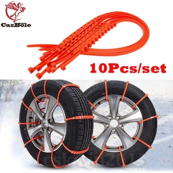 CARBOLE 10Pcs Anti-Skid Chains Snow Chains Universal Emergency Anti-Slip Tire Belting Straps Cable Traction Wire for Car/SUV