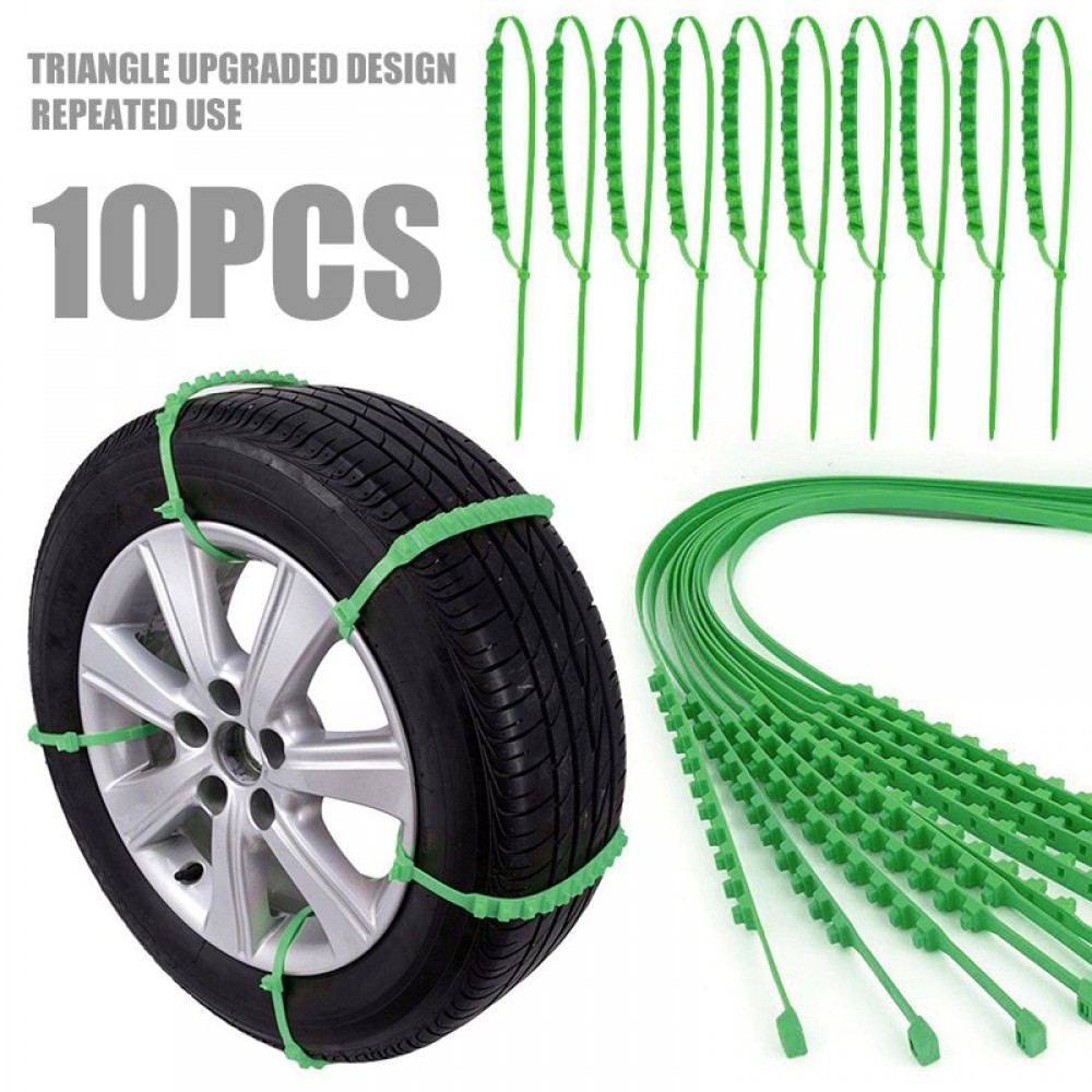 Mayitr 10pcs Green Nylon Car Auto Anti-skid Chains Useful In Snow Mud Rain Water Slope For SUV Truck 175-295mm Tire