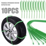 Mayitr 10pcs Green Nylon Car Auto Anti-skid Chains Useful In Snow Mud Rain Water Slope For SUV Truck 175-295mm Tire